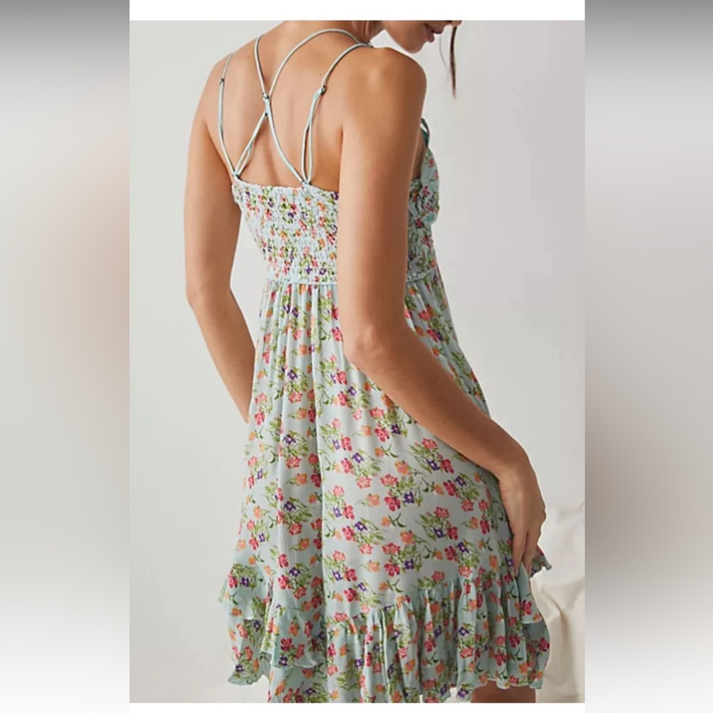 NEW Free People Adella Mini Slip - Blue Sky Combo - Picture 4 of 4